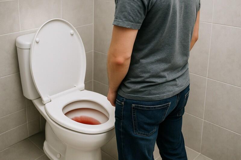 Mies, onko verta virtsassa?